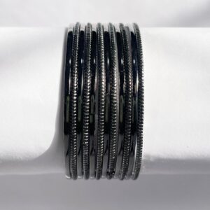 Combo set of 12 plain black metal bangles – manufactured and wholesaled in Malad, Mumbai