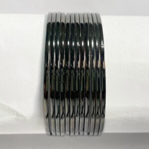 Close‑up view of plain black metal bangles – set of 12 wholesale pack from Malad, Mumbai