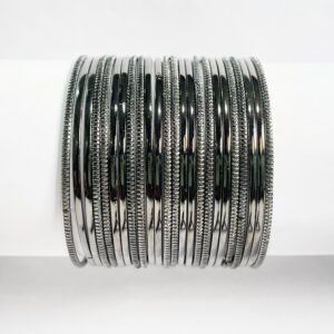 Combo set of 24 black metal bangles from manufacturer and wholesaler in Malad, Mumbai